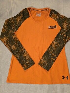 Under Armour Tough Mudder HeatGear Fitted Long Sleeve Shirt Orange Camo Women's